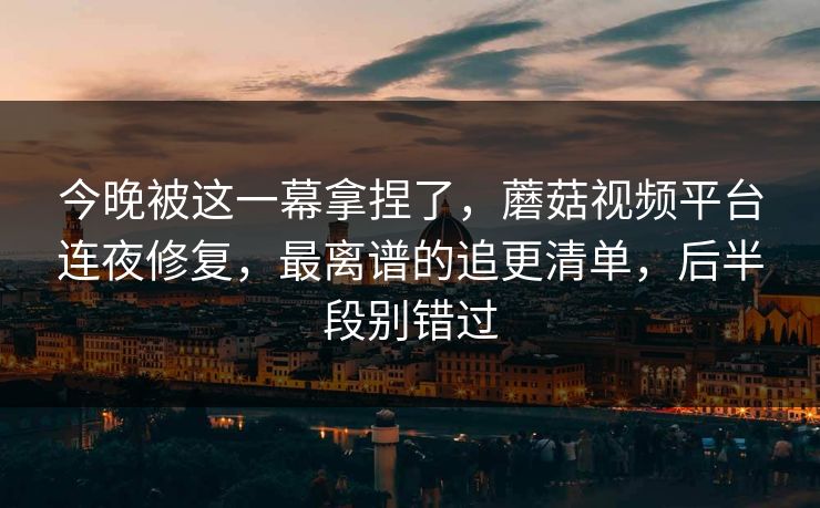 今晚被这一幕拿捏了，蘑菇视频平台连夜修复，最离谱的追更清单，后半段别错过