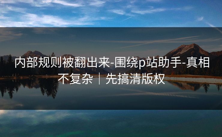 内部规则被翻出来-围绕p站助手-真相不复杂|先搞清版权 内部规则被翻出来-围绕p站助手-真相不复杂|先搞清版权