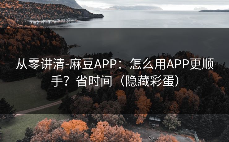 从零讲清-麻豆APP：怎么用APP更顺手？省时间（隐藏彩蛋）