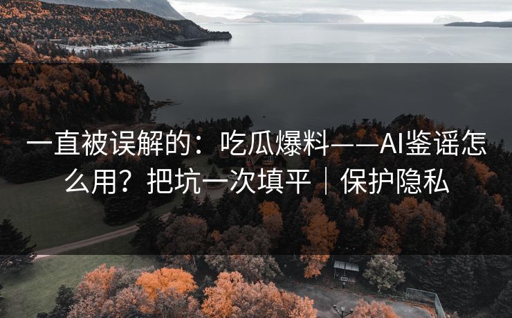 一直被误解的：吃瓜爆料——AI鉴谣怎么用？把坑一次填平｜保护隐私