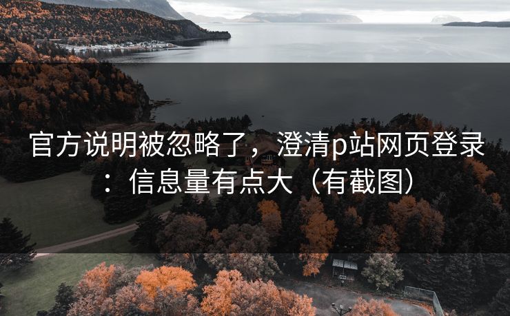 官方说明被忽略了，澄清p站网页登录：信息量有点大（有截图）