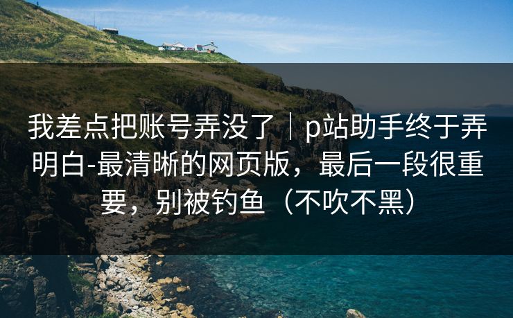 我差点把账号弄没了｜p站助手终于弄明白-最清晰的网页版，最后一段很重要，别被钓鱼（不吹不黑）