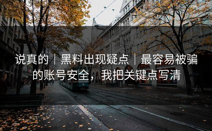 说真的｜黑料出现疑点｜最容易被骗的账号安全，我把关键点写清