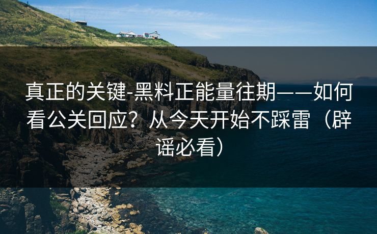 真正的关键-黑料正能量往期——如何看公关回应？从今天开始不踩雷（辟谣必看）