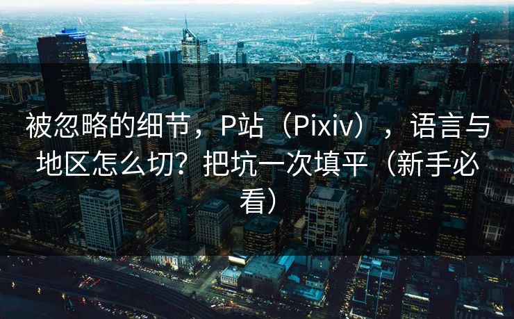 被忽略的细节，P站（Pixiv），语言与地区怎么切？把坑一次填平（新手必看）