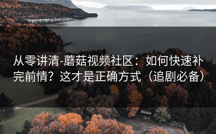 从零讲清-蘑菇视频社区：如何快速补完前情？这才是正确方式（追剧必备）
