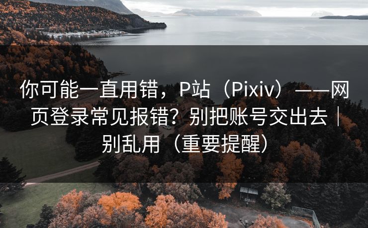你可能一直用错，P站（Pixiv）——网页登录常见报错？别把账号交出去｜别乱用（重要提醒）