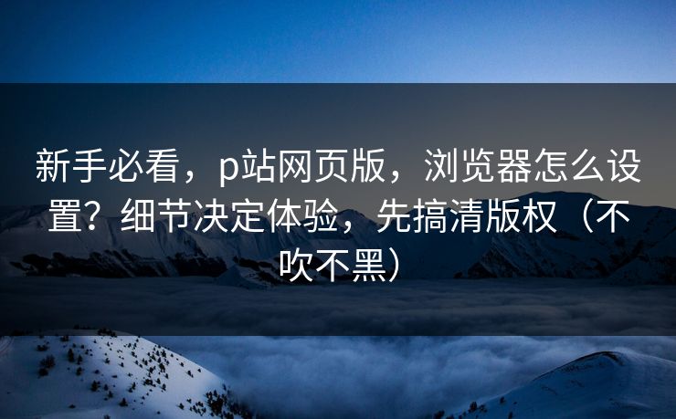 新手必看，p站网页版，浏览器怎么设置？细节决定体验，先搞清版权（不吹不黑）