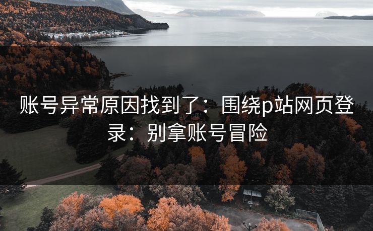 账号异常原因找到了：围绕p站网页登录：别拿账号冒险